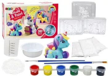 Odlewy gipsowe Jednorożec 3D z farbami DIY - Leantoys