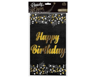 Obrus foliowy B&C Happy Birthday czarny 137x183cm - Godan