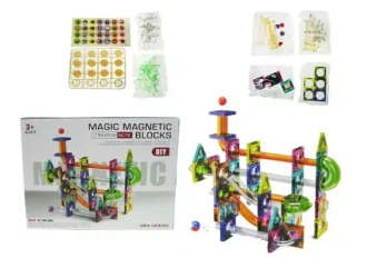 Klocki magnetyczne z torem dla kulek 94 elemnty C0098