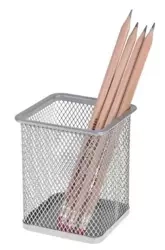 Kubek przybornik kwadratowy srebrny - NET