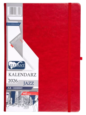 Kalendarz 2026 A4 dzienny Jazz czerwony - praca zbiorowa
