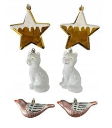 Bombki na choinkę 6szt Gwiazda, Kot, Ptaszek - Rembowskiego 9