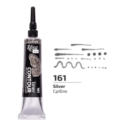 Farba aktylowa kontur universal brokat silver 20ml - Rosa