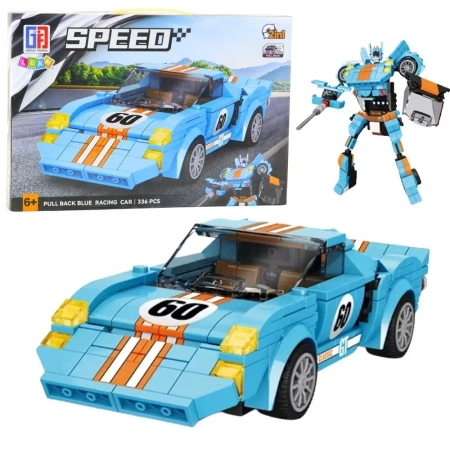 Klocki konstrukcyjne Auto z napędem Robot 2w1 336e - Leantoys