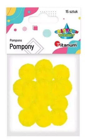 Pompony poliestrowe 18mm żółte intensywne 15szt - Titanum
