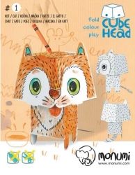 Cube head. Kot. Złóż i pokoloruj - praca zbiorowa