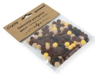 Dekoracje pompony 1cm mix brązowy 120szt - Penword