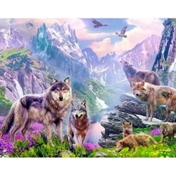 Mozaika diamentowa 5D - Wilki 40x30cm - Titanum