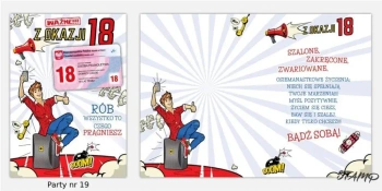 Karnet Party naklejany B6+koperta Urodziny 18 wz19 - Stamp