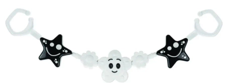 Zawieszka do wózka czarno-biała 2 gwiazdy i kwiat - Tullo