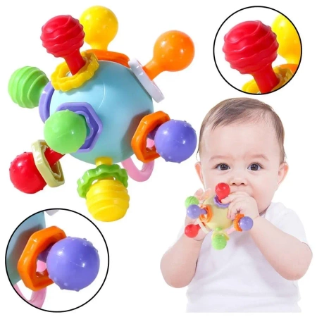 Gryzak z grzechotką kolorowy - Leantoys