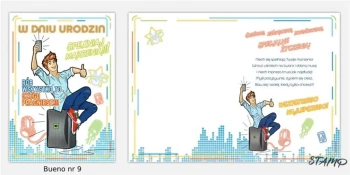 Karnet Bueno B6 + koperta wzór nr 09 Urodziny - Stamp