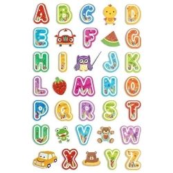 Naklejki z pianki i brokatem Kolor alfabet 35szt - Dalprint dpCraft