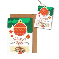 Karnet drewniany Boże Narodzenie Bombka - Cresco