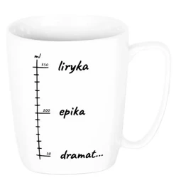Kubek ceramiczny biały Liryka, epika, dramat... - Nadwyraz
