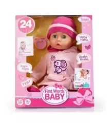 Lalka First Words Baby 38 cm szara - Bayer Design