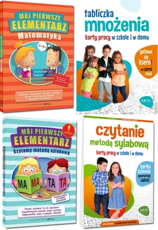 ZESTAW 4 KSIĄŻECZEK EDUKACYJNYCH - Czytanie + Matematyka GREG - Alicja Karczmarska-Strzebońska