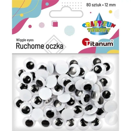 Oczy bez kleju i rzęs 18mm 80szt - Titanum