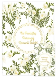 Karnet A5 z klapką Komunia. Frezje - Henry