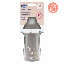 Kubek niekapek termicz ze słomką 266ml szary 14m+ - Chicco