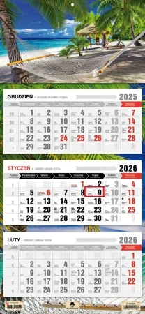 Kalendarz 2026 trójdzielny płaska główka tropik - Pan Kalendarzyk