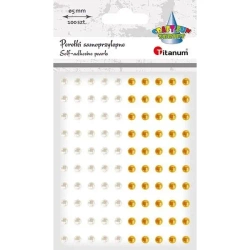 Perełki samoprzylepne 5mm 100szt białe złote - Titanum