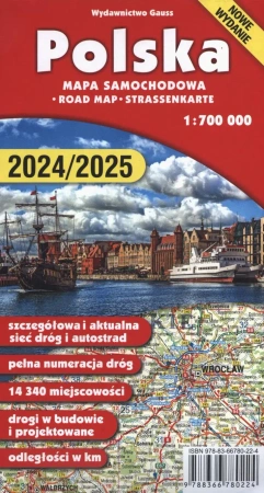 Polska. Mapa 1:700 000 wyd. 2024/2025 - opracowanie zbiorowe
