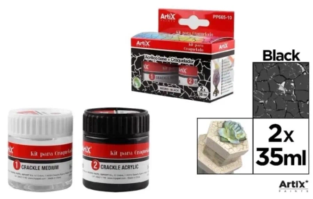 Farba akrylowa czarna + środek do spękań 2x35ml - Artix