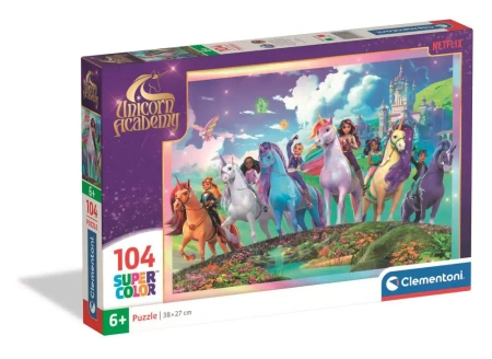Puzzle 104 Super Kolor Unicorn Academy - Clementoni