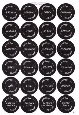 Etykiety na przyprawy czarne 40mm 168szt - LearnHow