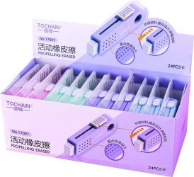 Gumka do ołówka wysuwana z blokadą i zapasem mix - Tochain