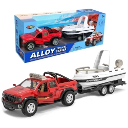 Auto terenowe metalowe z przyczepą i łodzią - Trifox
