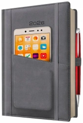 Kalendarz 2026 A5 dzienny z kieszonką i gumką - Evena