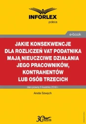 eBook Jakie konsekwencje dla rozliczeń VAT podatnika mają nieuczciwe działania jego pracowników, kontrahentów lub osób trzecich - Aneta Szwęch