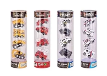 Pojazdy w tubie 4szt MIX - SWEDE