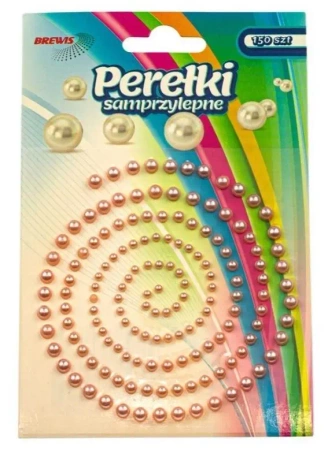 Perełki samoprzylepne różowe 150szt - Brewis