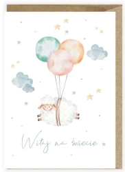 Kartka z okazji narodzin Owieczka K118 - Cardie