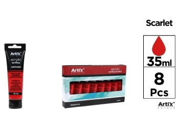 Farba akrylowa czerwień błyszcząca 35ml (8szt) - Artix