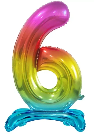 Balon foliowy B&C cyfra stojąca 6 tęczowa 74cm - Godan