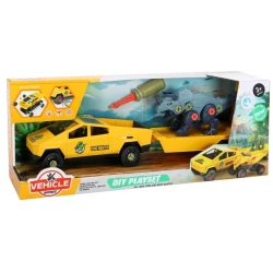 Samochód do montażu z przyczepą i dinozaurem - Maksik