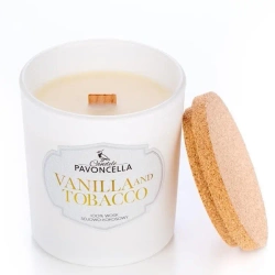 Świeczka sojowa Vanilla and Tabacco biała 135g - Pavoncella