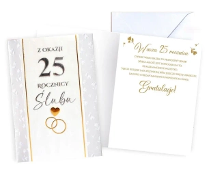 Karnet Rocznica ślubu 25 - Kukartka