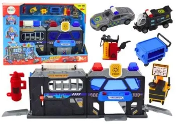 Rozkładany tor z garażem w walizce światło dźwięk - Leantoys