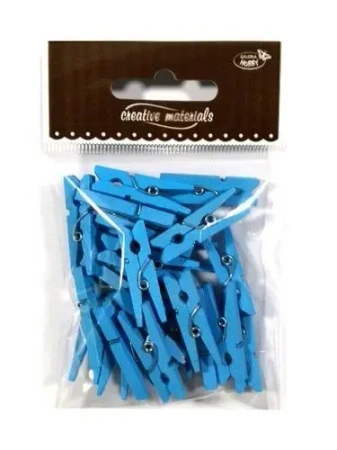 Klamerki drewniane jasne niebieskie 30mm 25szt - Galeria Hobby