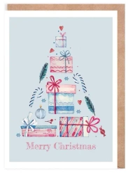 Kartka Boże Narodzenie Choinka niebieska, eko K133 - Cardie