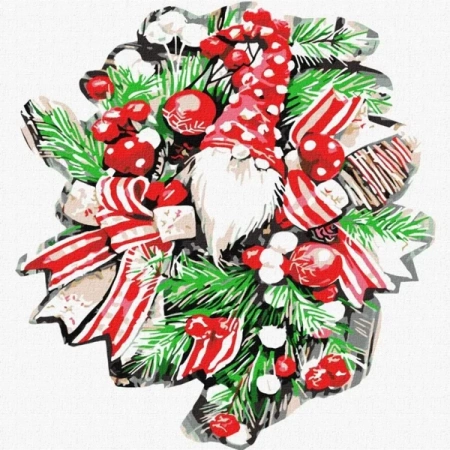 Malowanie po numerach - Świąteczny wieniec 30x30cm - Ideyka