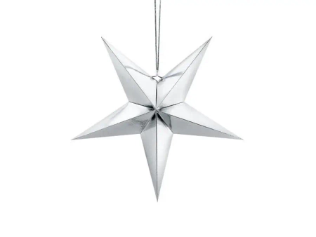 Gwiazda papierowa srebrna 45cm - PartyDeco