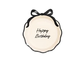 Talerzyki Happy Birthday z kokardką 24cm 6szt - PartyDeco