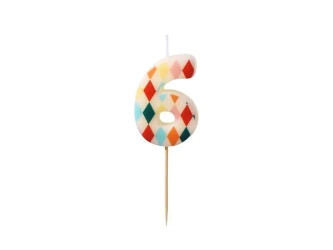 Świeczka urodzinowa 6 romby 5,5cm - PartyDeco