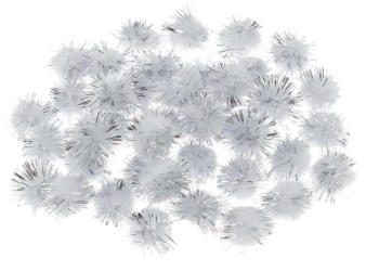 Pompony metaliczne srebrne 2cm 40szt - Brewis